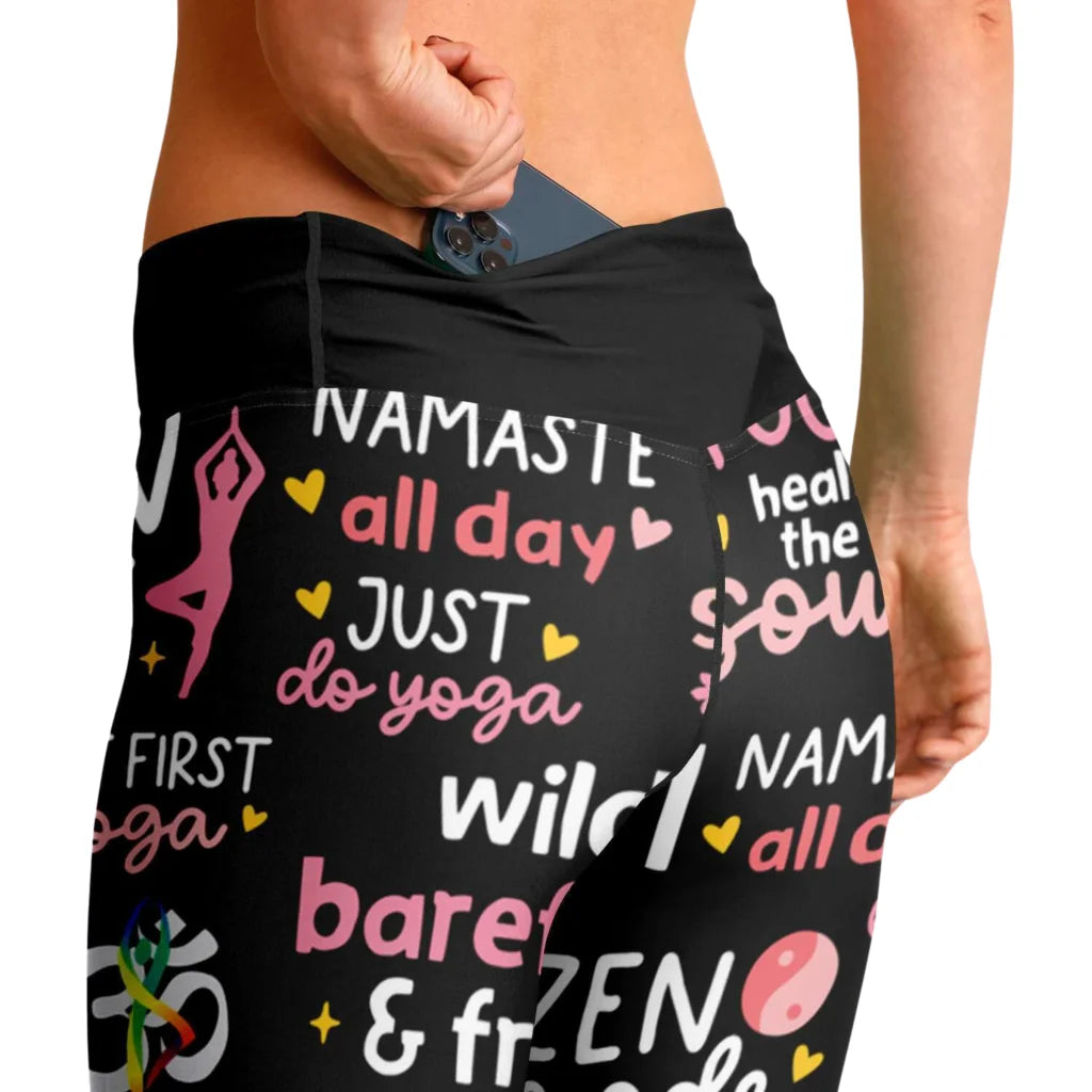 Leggings Flare With Spiritual Yoga Quote Print
