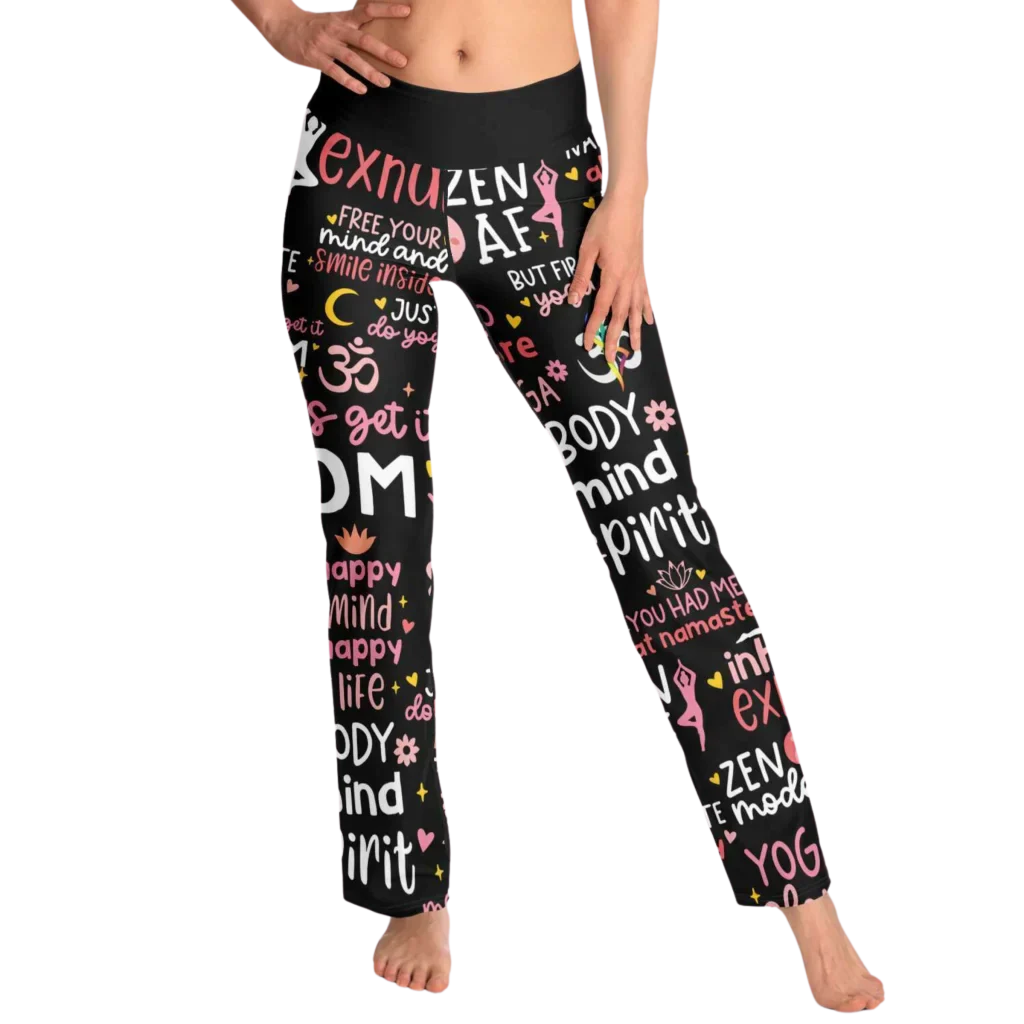 Leggings Flare With Spiritual Yoga Quote Print