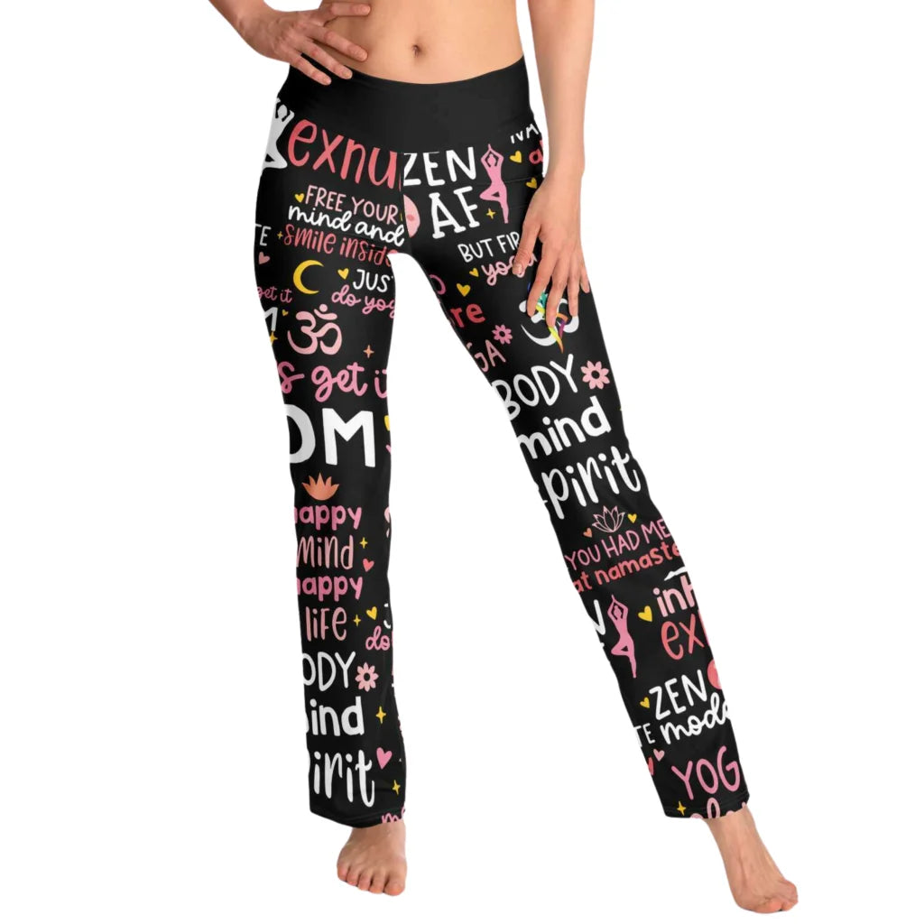 Leggings Flare With Spiritual Yoga Quote Print