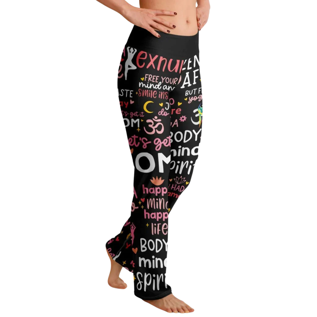 Leggings Flare With Spiritual Yoga Quote Print