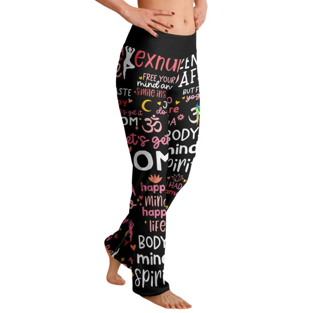 Leggings Flare With Spiritual Yoga Quote Print