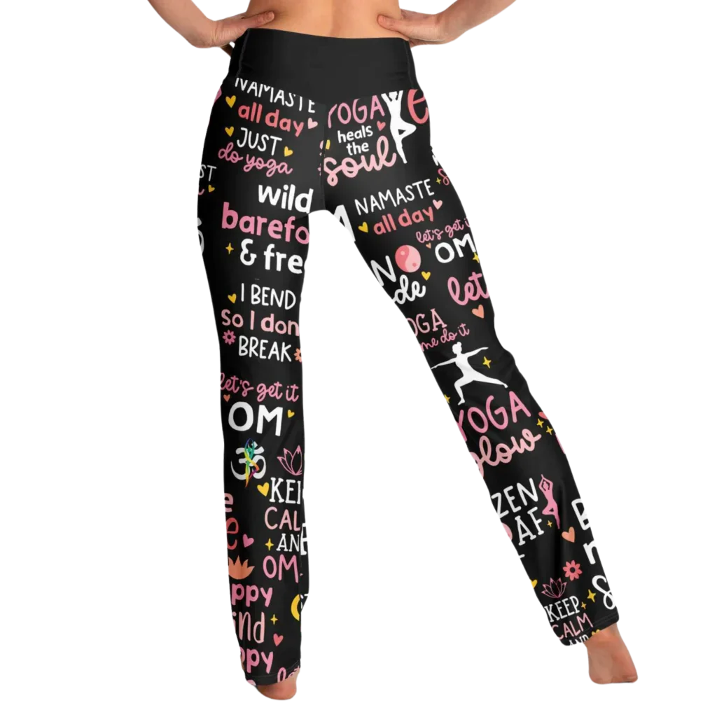 Leggings Flare With Spiritual Yoga Quote Print