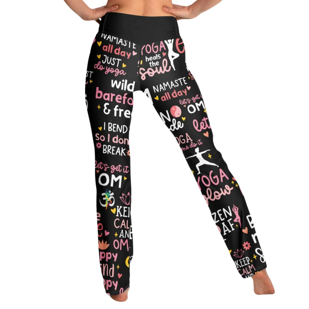 Leggings Flare With Spiritual Yoga Quote Print