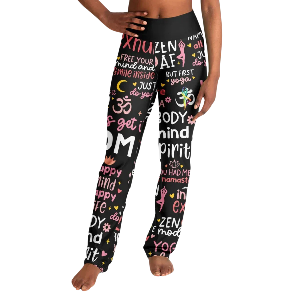 Leggings Flare With Spiritual Yoga Quote Print