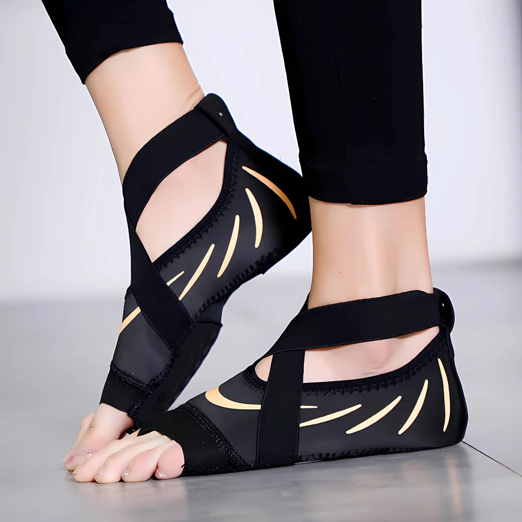 Lightweight Yoga Shoes For Women With Grip Support - Black And Orange / 35-36