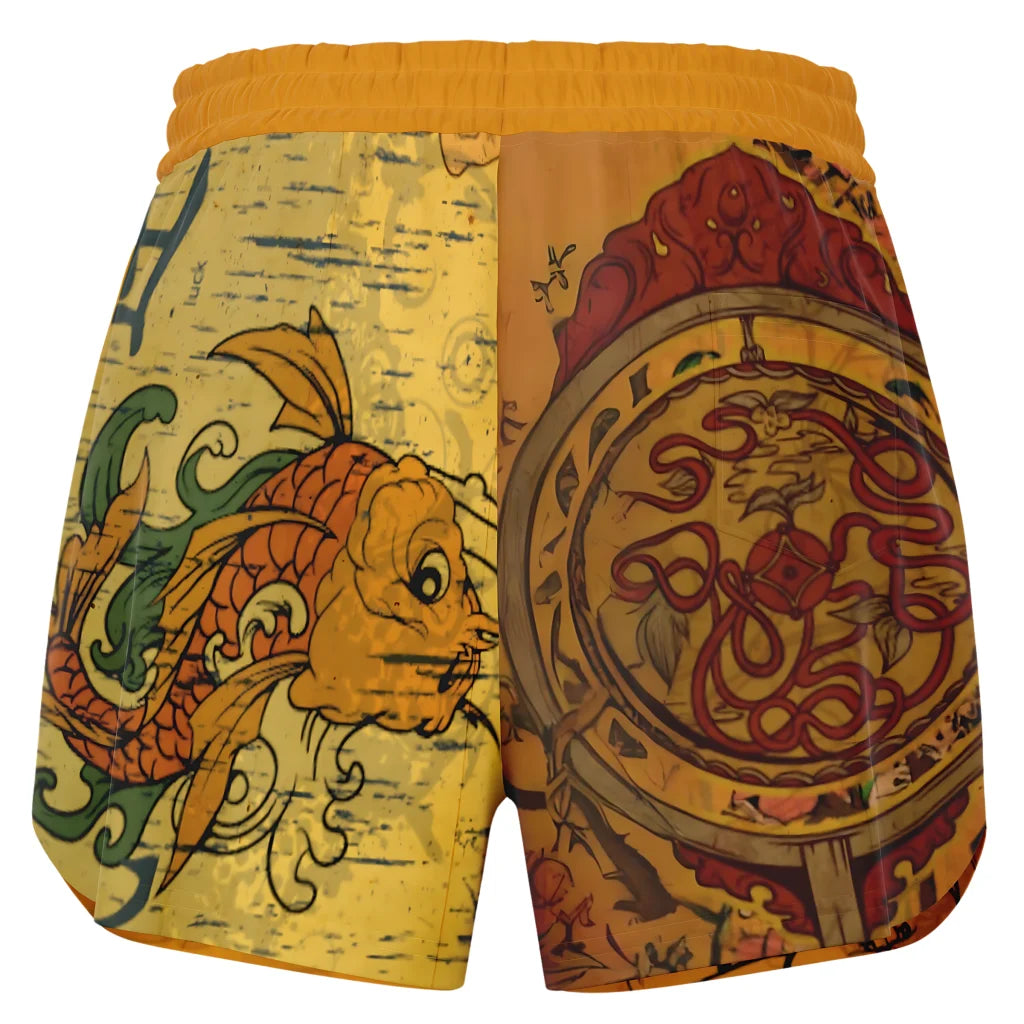 Loose Fitting Shorts Women Buddha Sakura Print