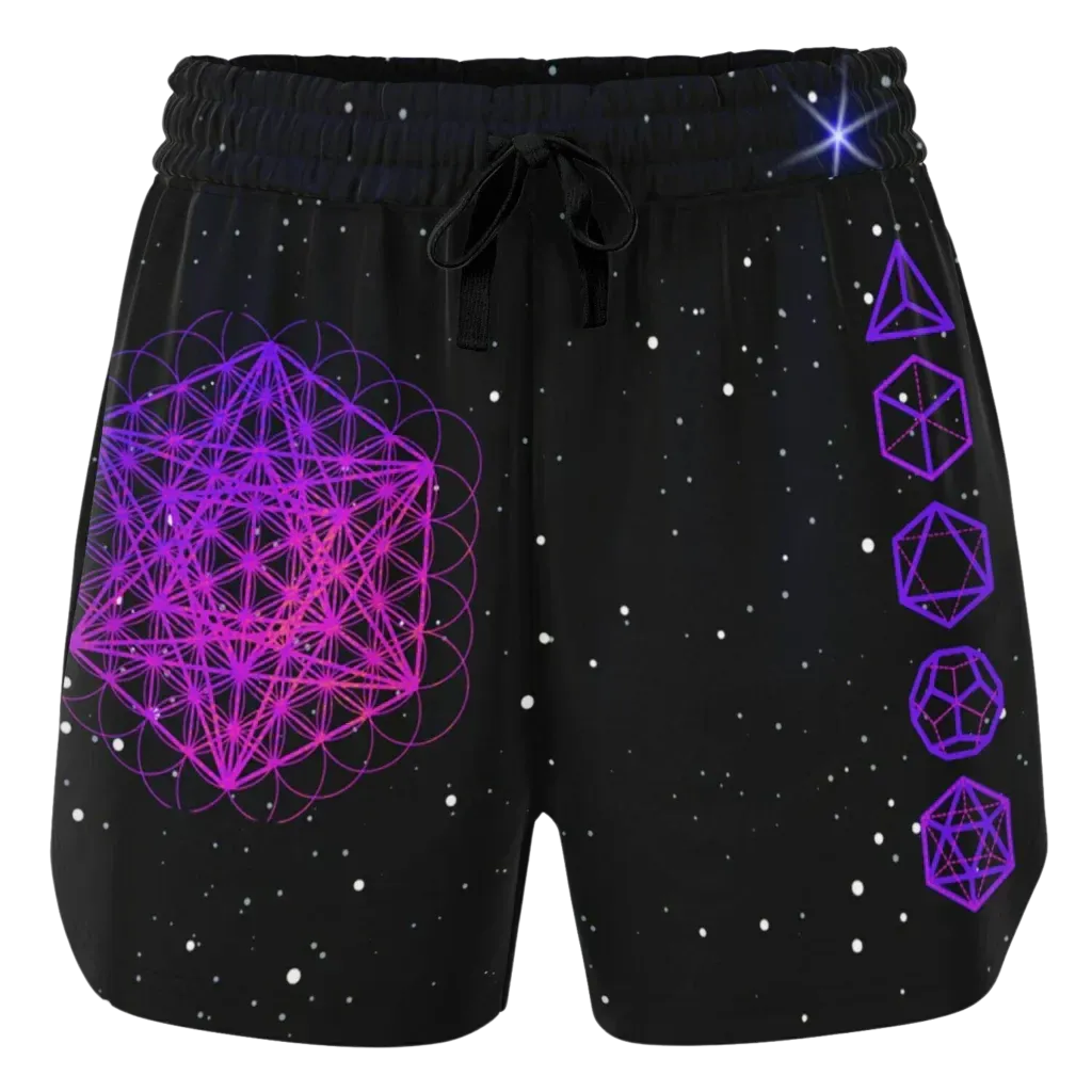 Loose Fitting Shorts Women’s With Sacred Geometry Print
