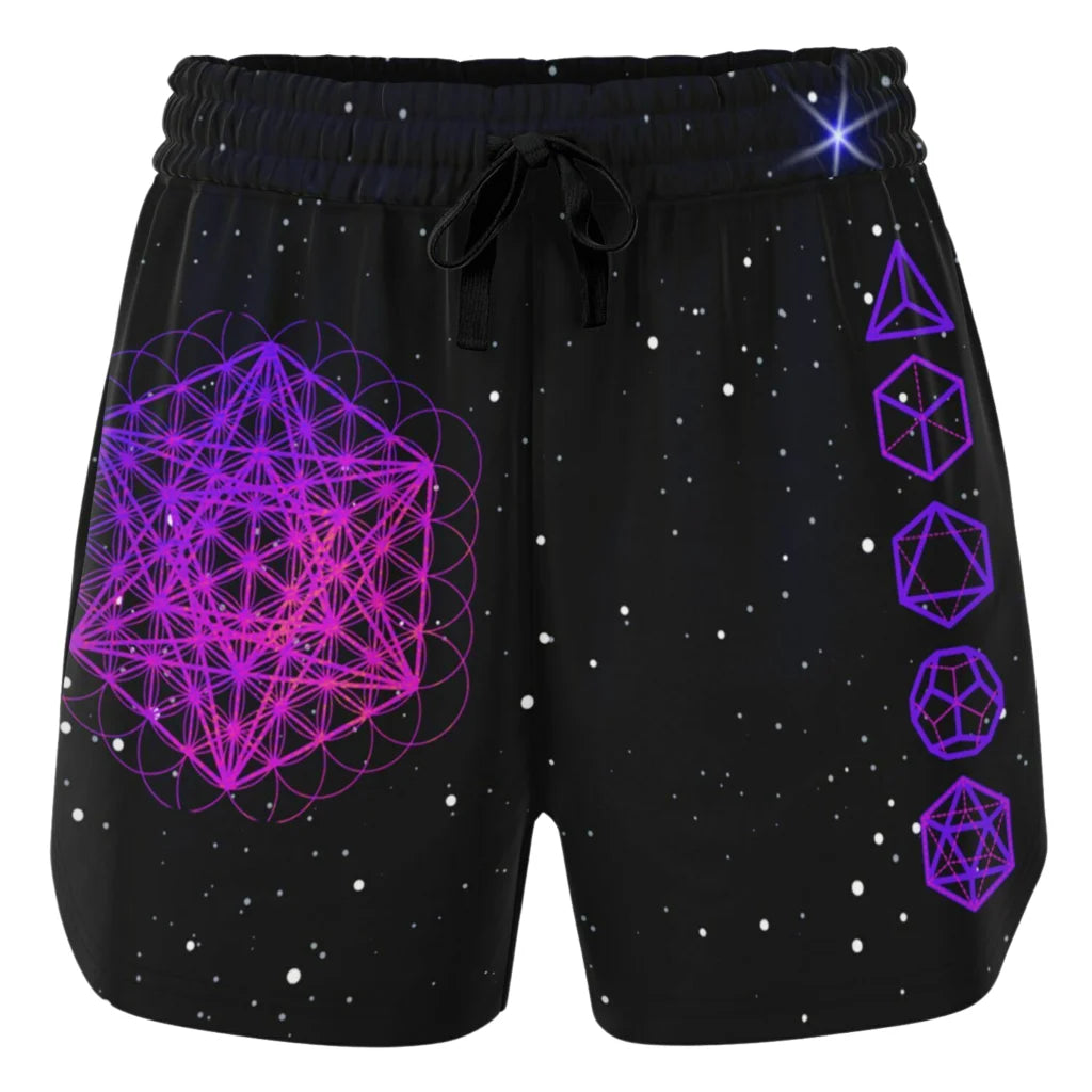Loose Fitting Shorts Women’s With Sacred Geometry Print