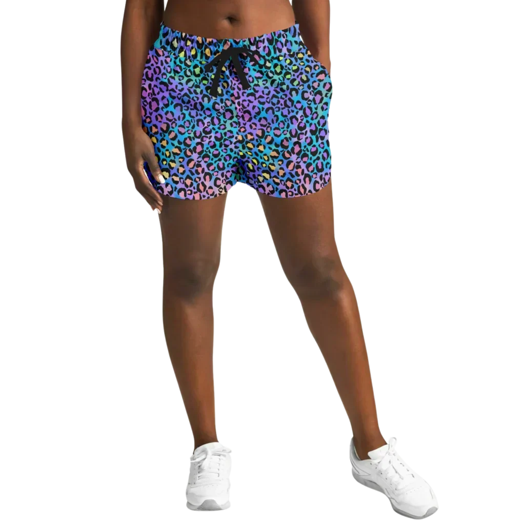 Loose Women’s Shorts With Neon Leopard Spirit Print