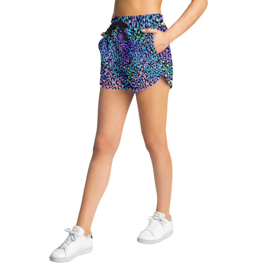 Loose Women’s Shorts With Neon Leopard Spirit Print