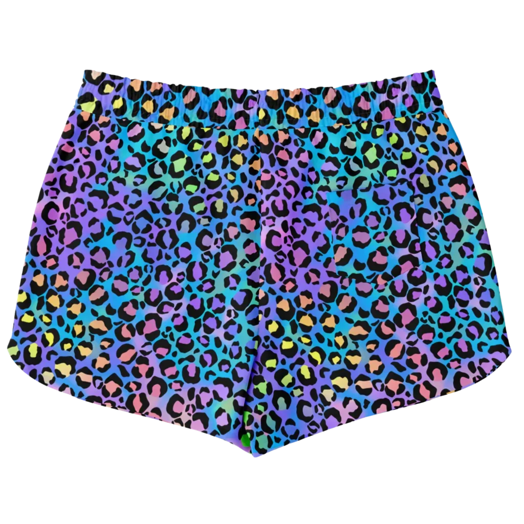 Loose Women’s Shorts With Neon Leopard Spirit Print