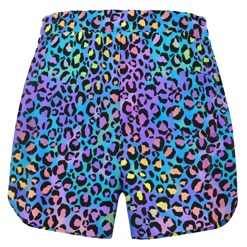 Loose Women’s Shorts With Neon Leopard Spirit Print