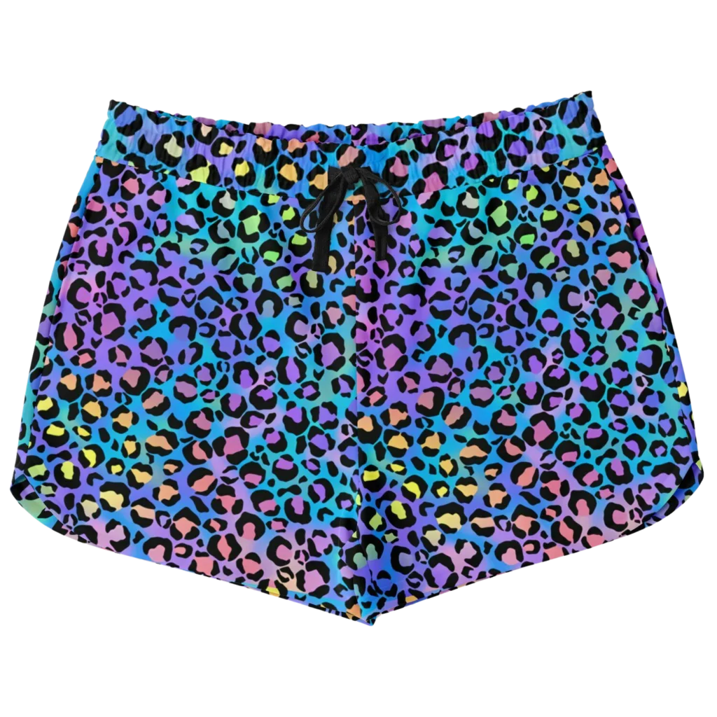 Loose Women’s Shorts With Neon Leopard Spirit Print - XS