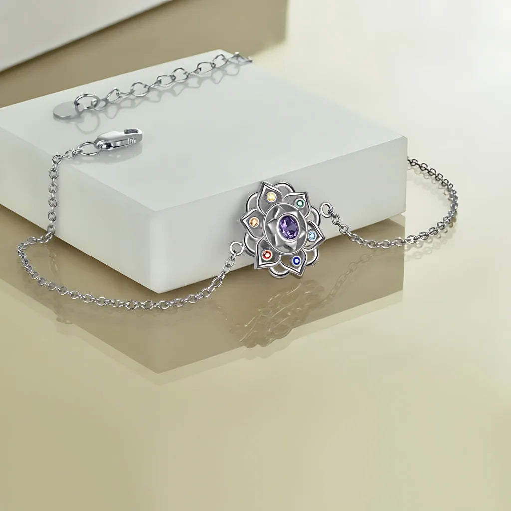 Lotus Cable Chain 925 Sterling Silver Bracelets - Silver
