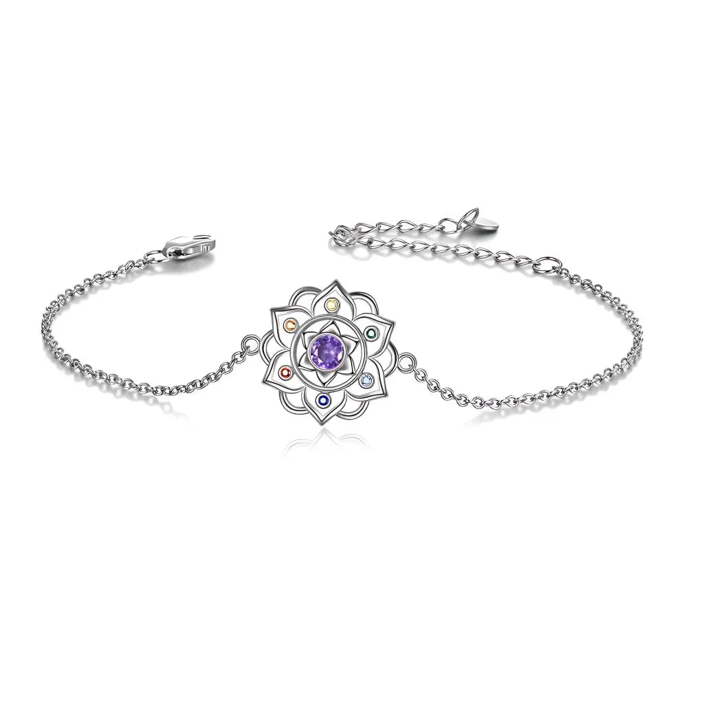 Lotus Cable Chain 925 Sterling Silver Bracelets - Silver