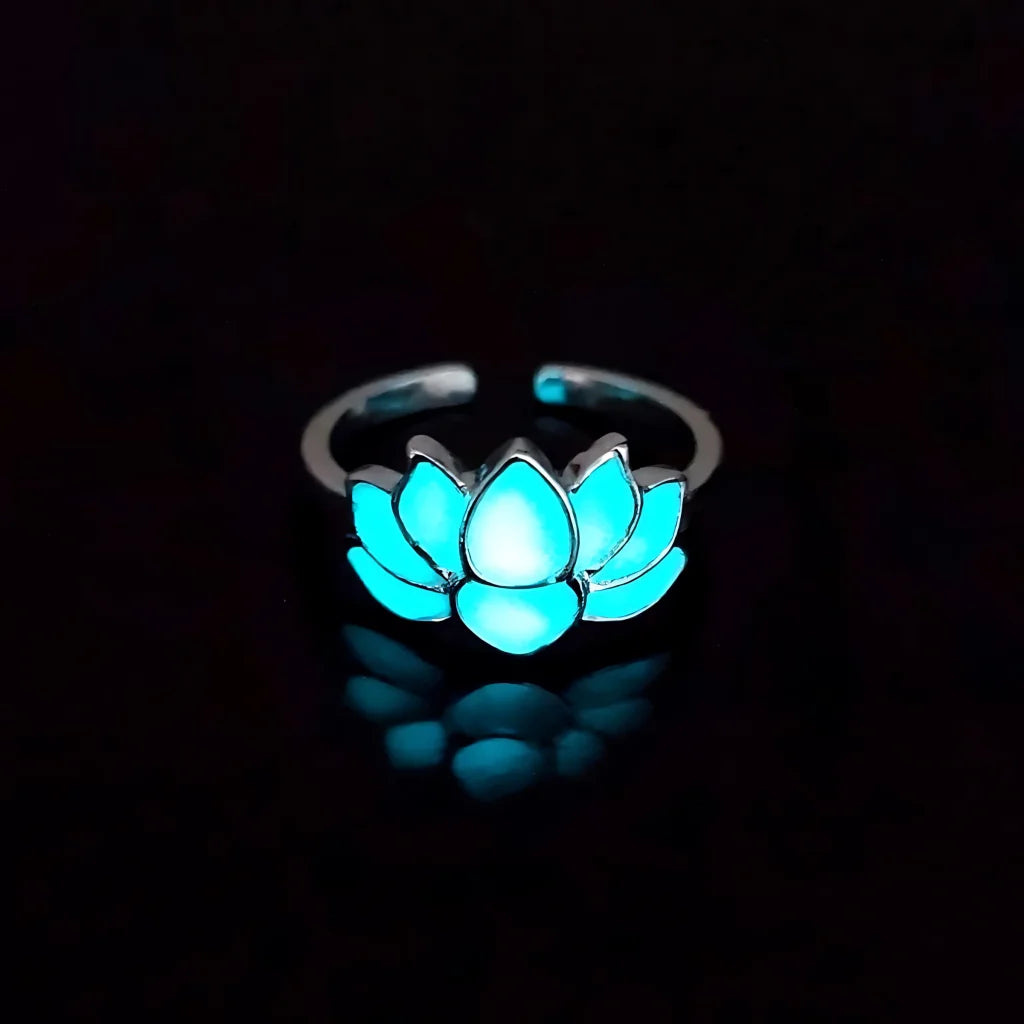 Luminous Lotus Cool Rings For Yoga And Beyond - White Steel Blue Green Light
