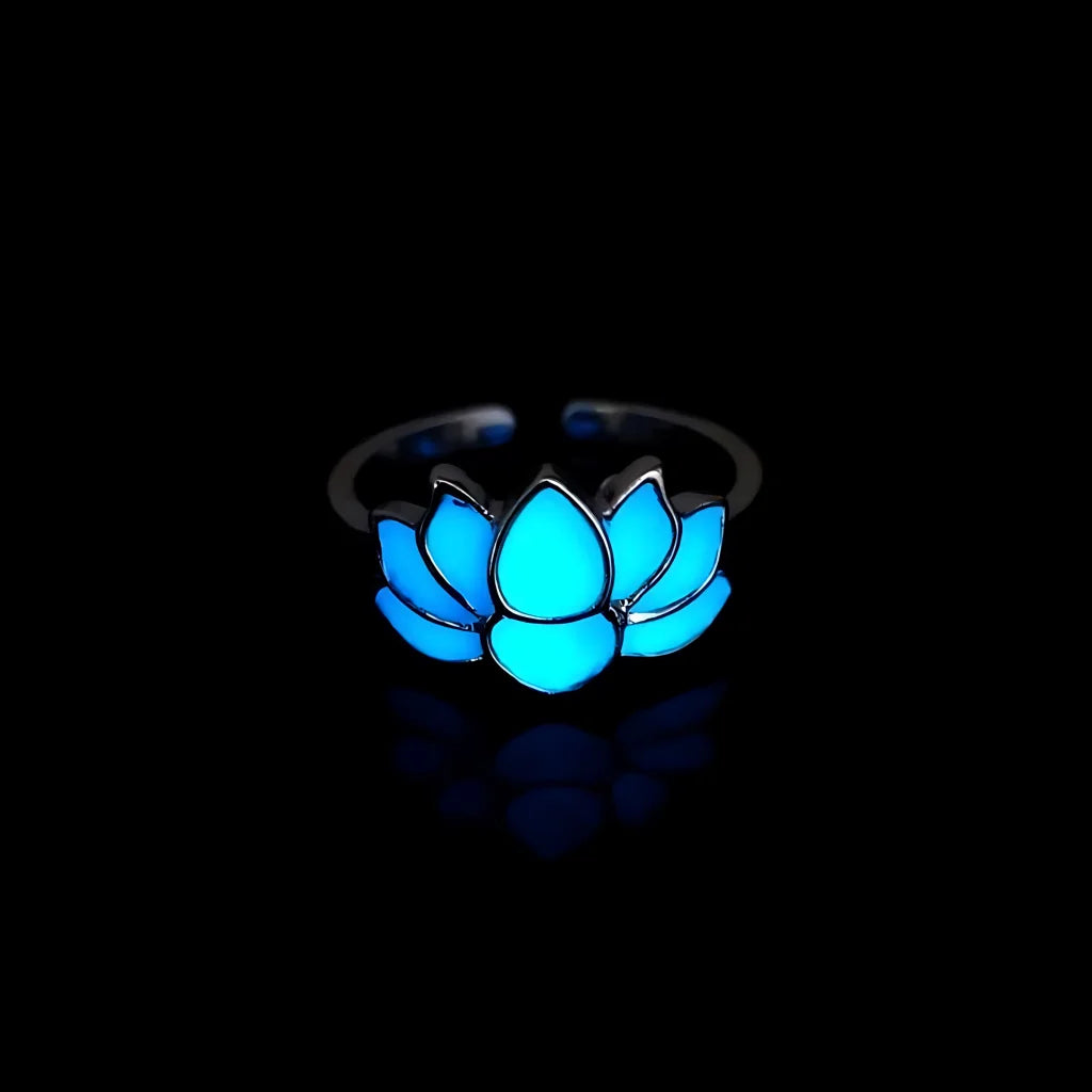 Luminous Lotus Cool Rings For Yoga And Beyond - White Steel Blue Light