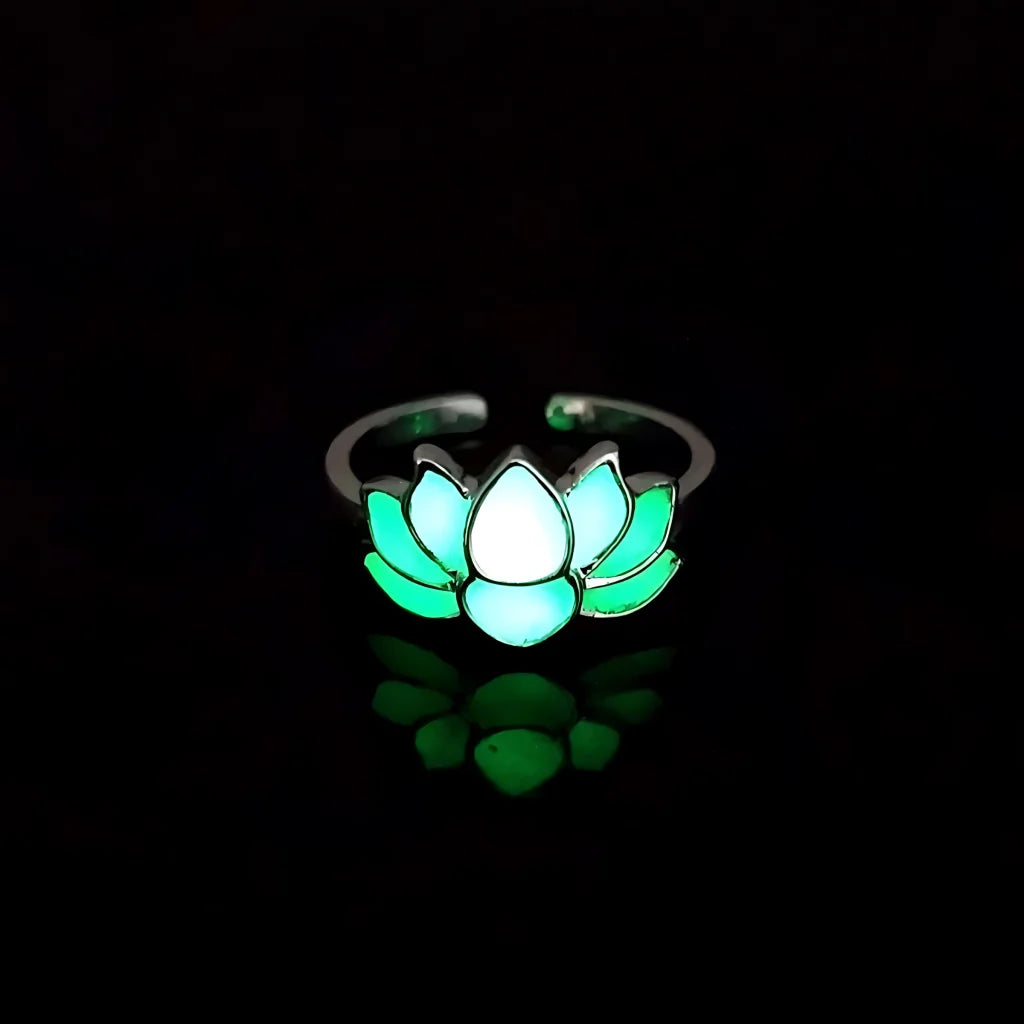 Luminous Lotus Cool Rings For Yoga And Beyond - White Steel Green Light