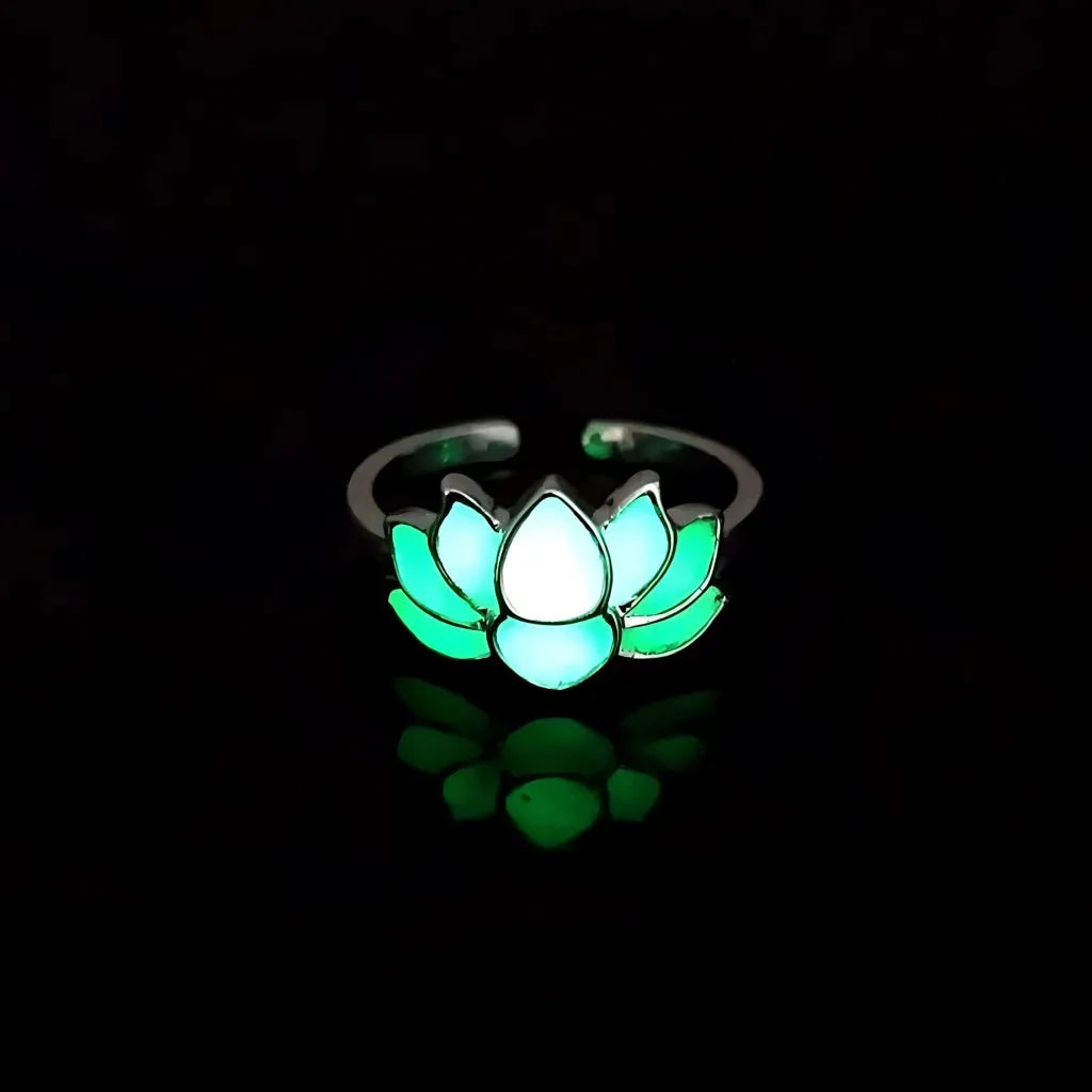 Luminous Lotus Cool Rings For Yoga And Beyond - White Steel Green Light