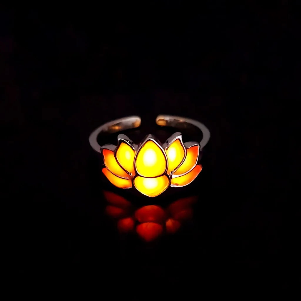 Luminous Lotus Cool Rings For Yoga And Beyond - White Steel Orange Red Light
