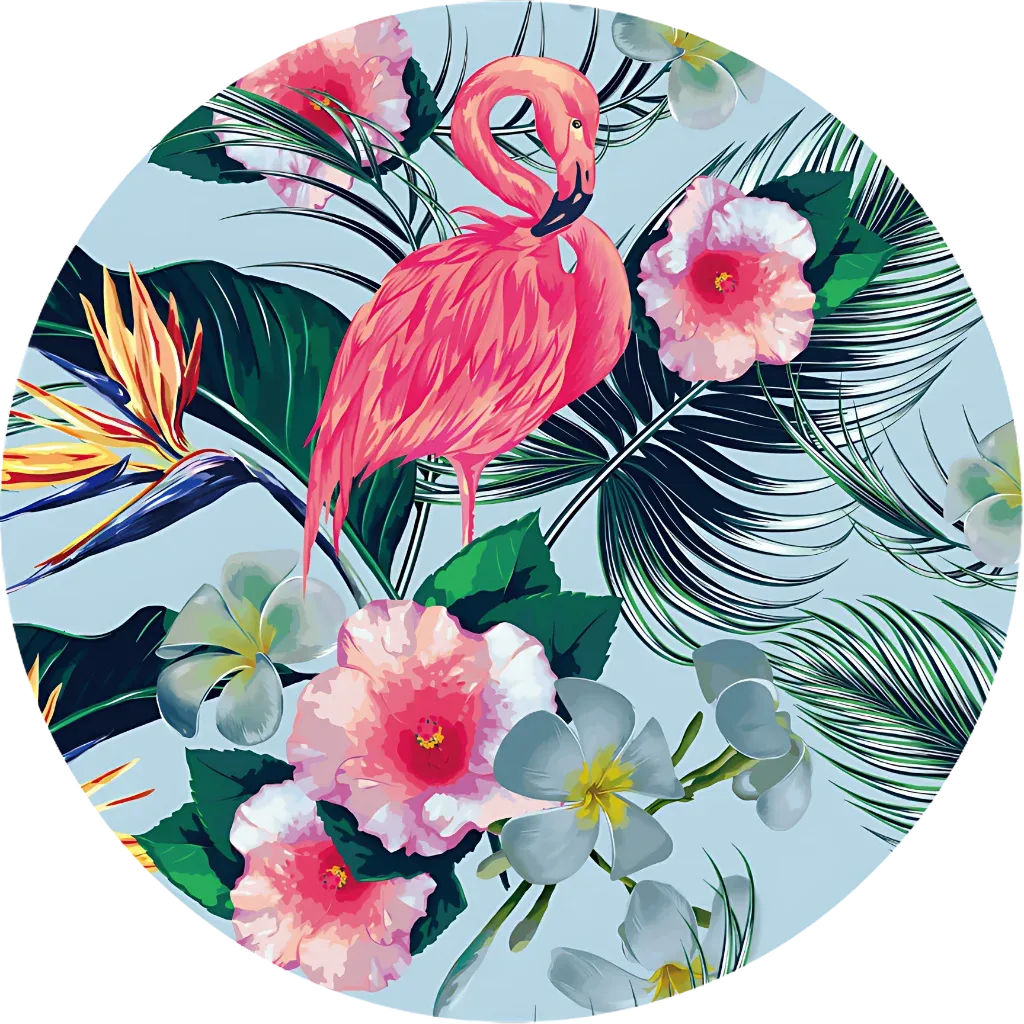 Luxury Circular Yoga Mat With Anti-Slip Suede Surface - Flamingo / 1400X1.5 mm