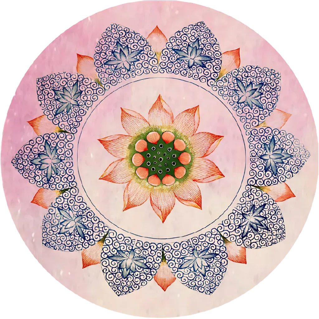 Luxury Circular Yoga Mat With Anti-Slip Suede Surface - Pink Lotus / 1400X1.5 mm