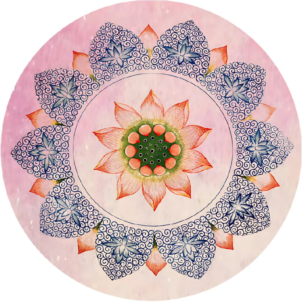 Luxury Circular Yoga Mat With Anti-Slip Suede Surface - Pink Lotus / 1400X1.5 mm