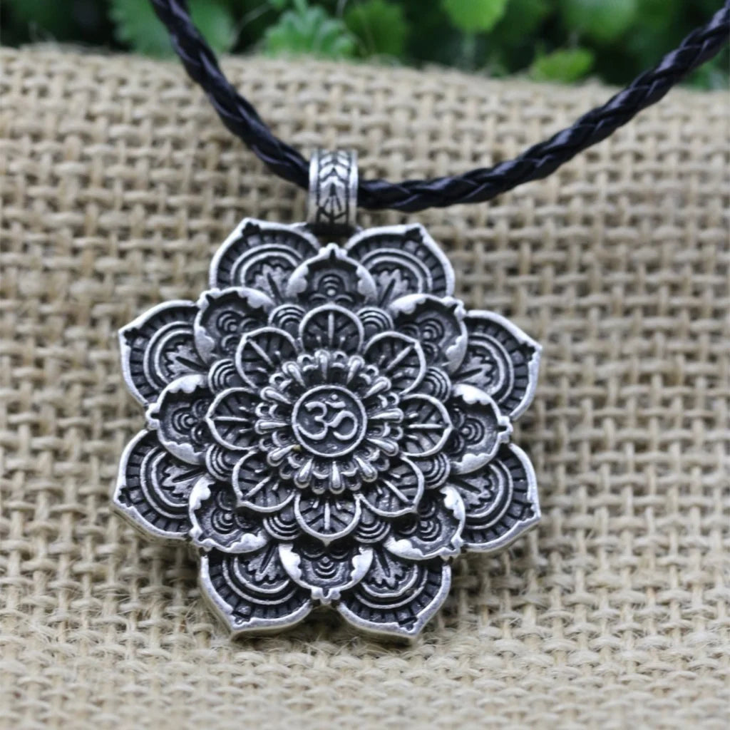 Mandala Charm Necklace Om for Daily Mindful Living