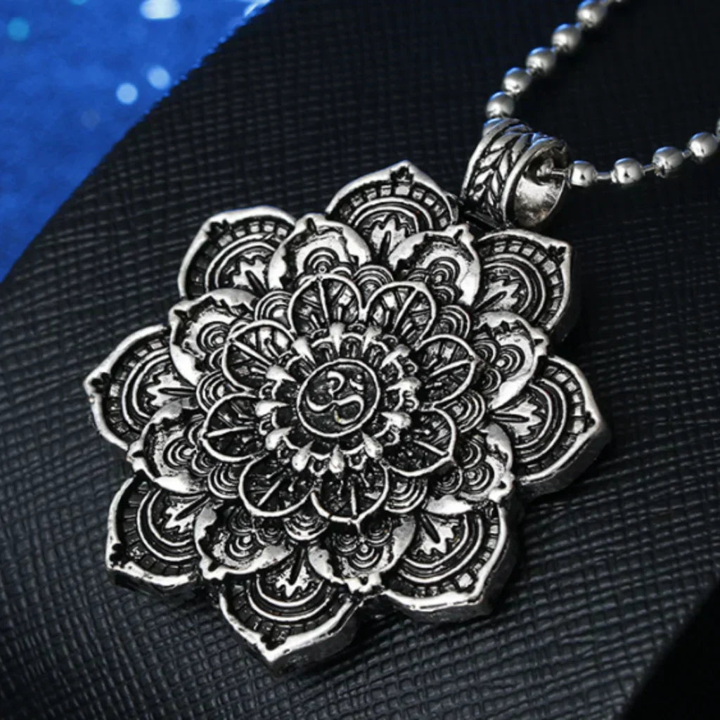 Mandala Charm Necklace Om for Daily Mindful Living
