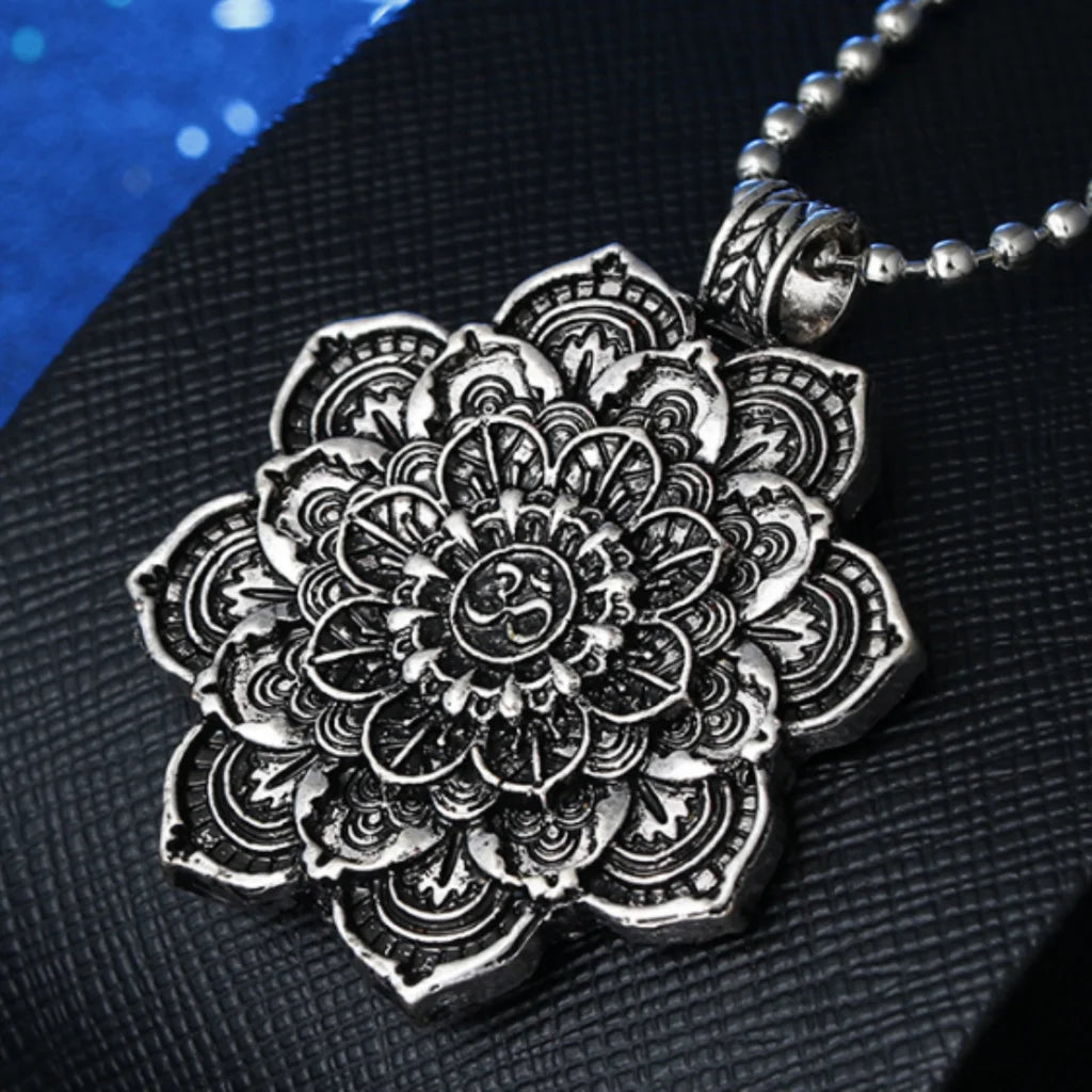 Mandala Charm Necklace Om for Daily Mindful Living