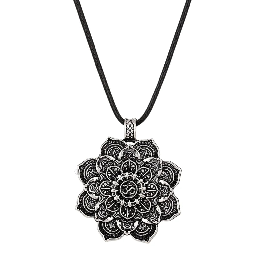 Mandala Charm Necklace Om for Daily Mindful Living