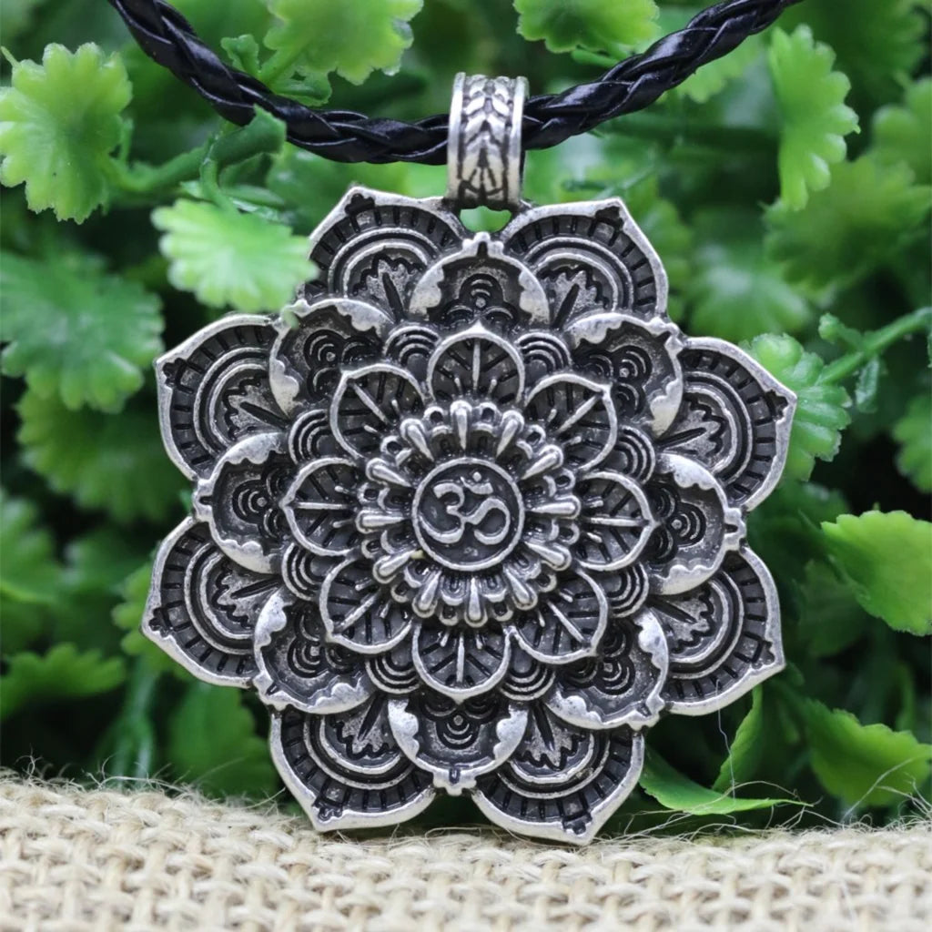 Mandala Charm Necklace Om for Daily Mindful Living