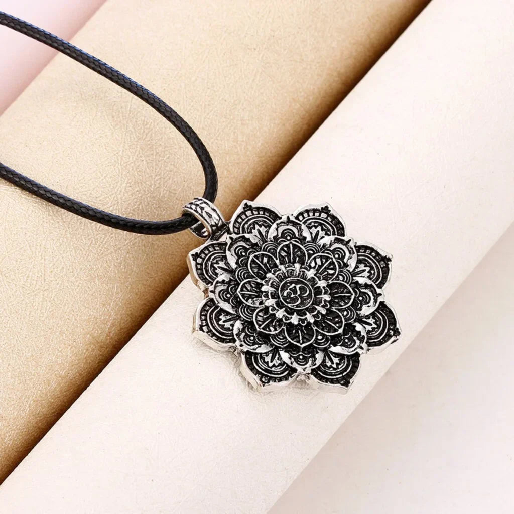 Mandala Charm Necklace Om for Daily Mindful Living