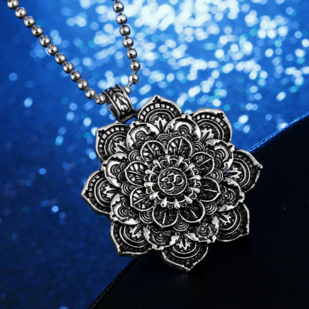 Mandala Charm Necklace Om for Daily Mindful Living - B