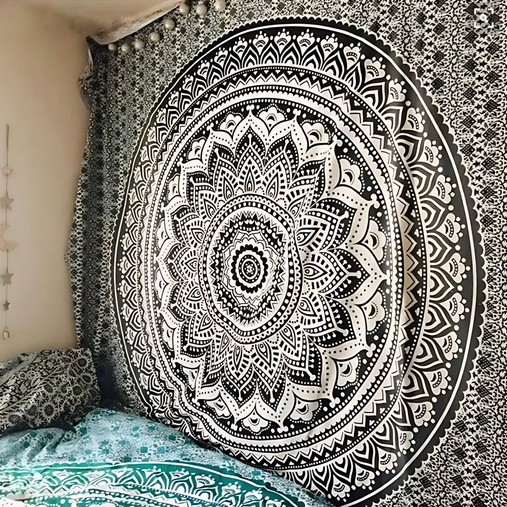 Mandala Tapestry Wall Hanging In Green And Blue - Style C / 150x100 cm