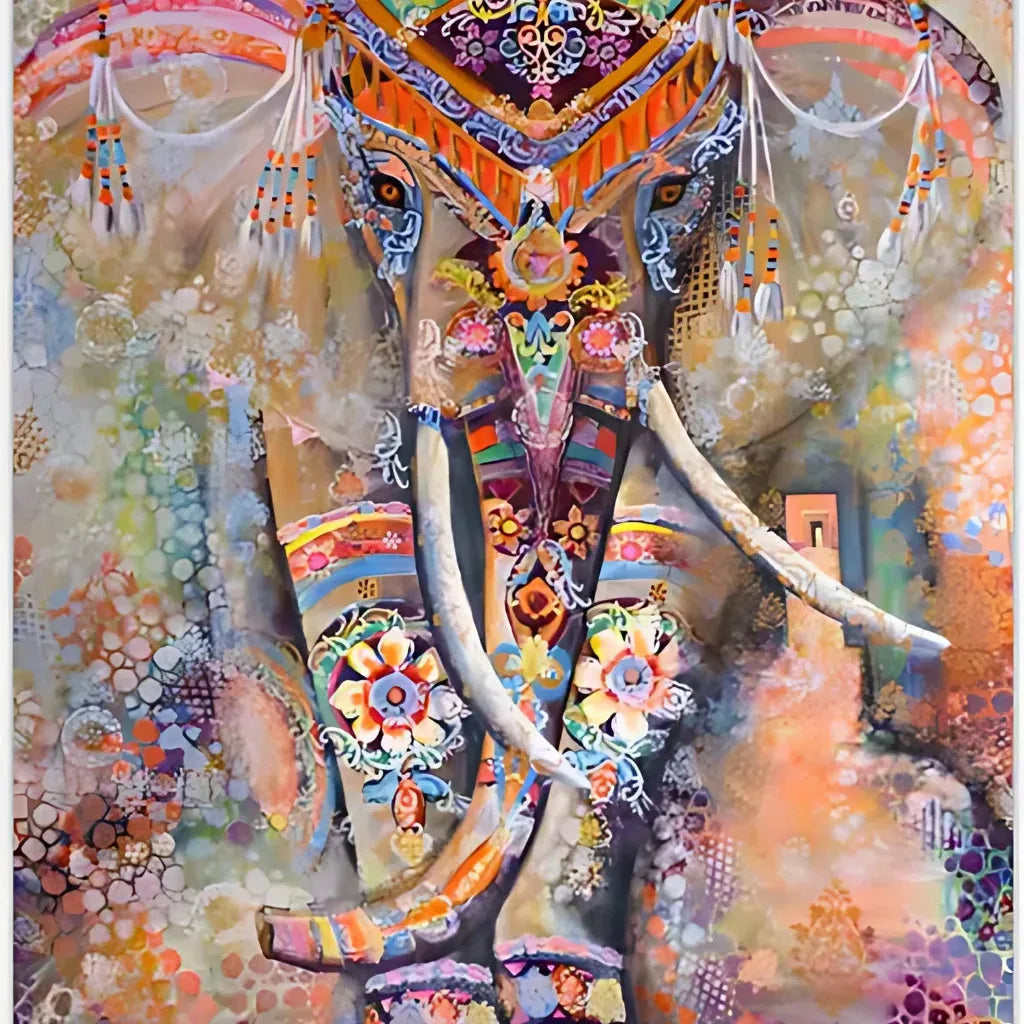 Mandala Wall Tapestry With Elephant Design - 01 Style / L