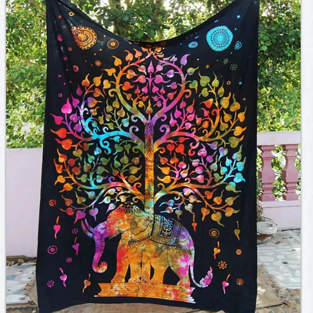 Mandala Wall Tapestry With Elephant Design - 02 Style / L