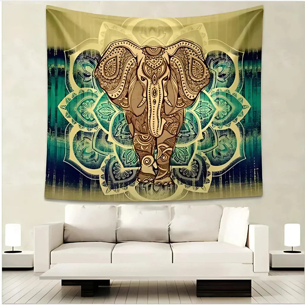 Mandala Wall Tapestry With Elephant Design - 07 Style / L