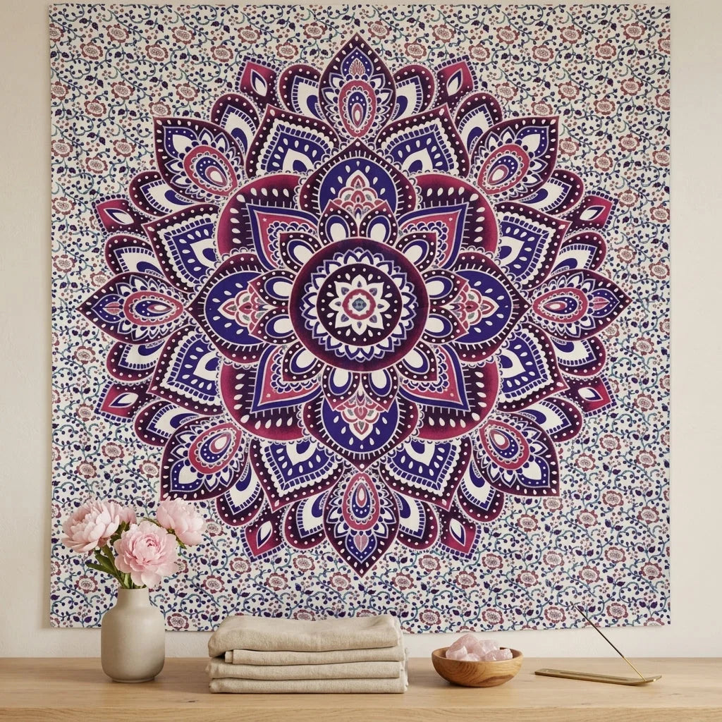 Mandala Wall Tapestry With Elephant Design