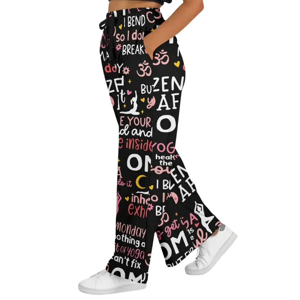 Mantra Mood Flared Jogger Pants With Yoga Quotes