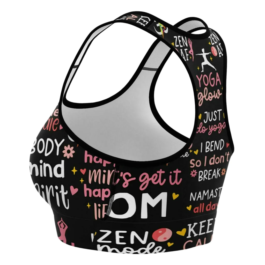 Mantra Print Yoga Bra And Pants Set