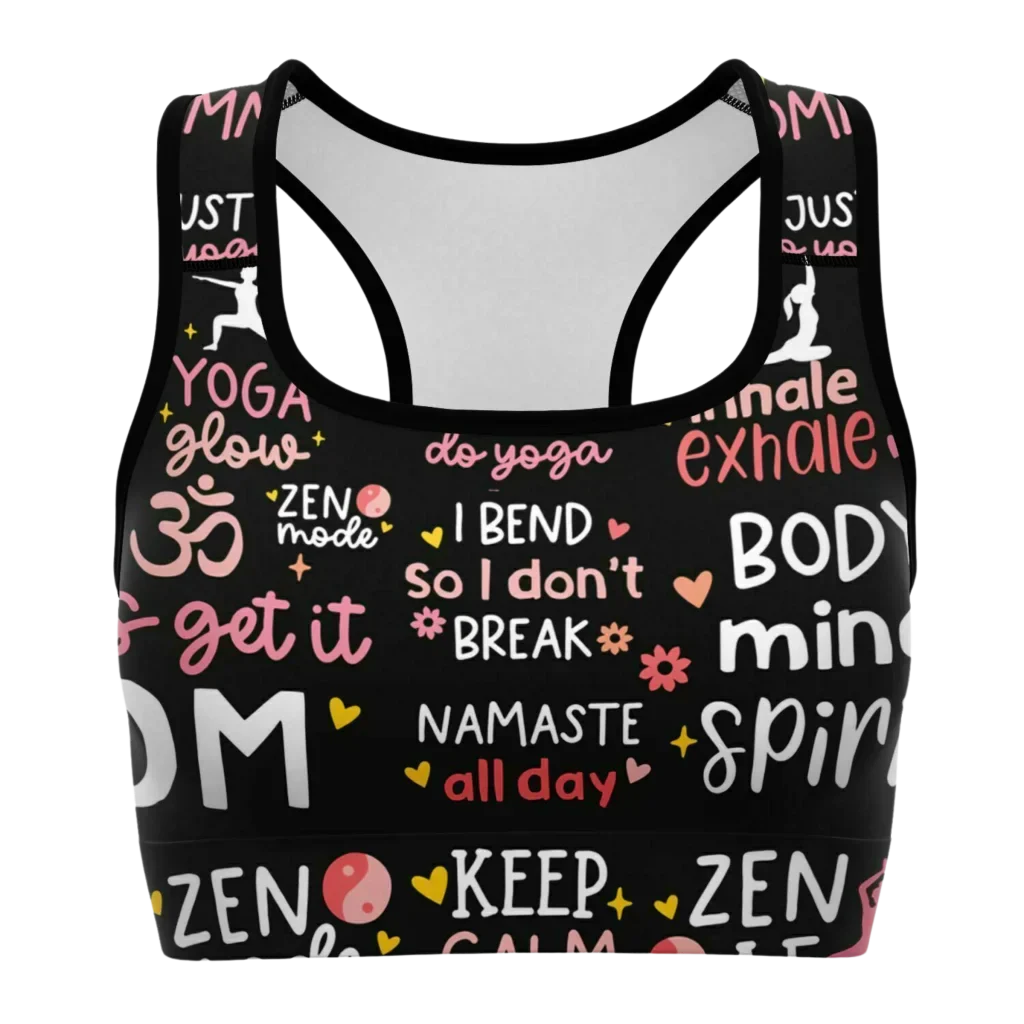 Mantra Print Yoga Bra And Pants Set