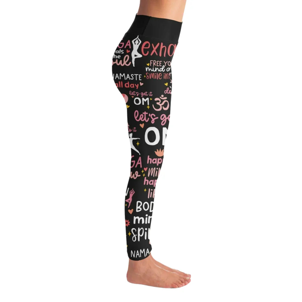 Mantra Print Yoga Bra And Pants Set