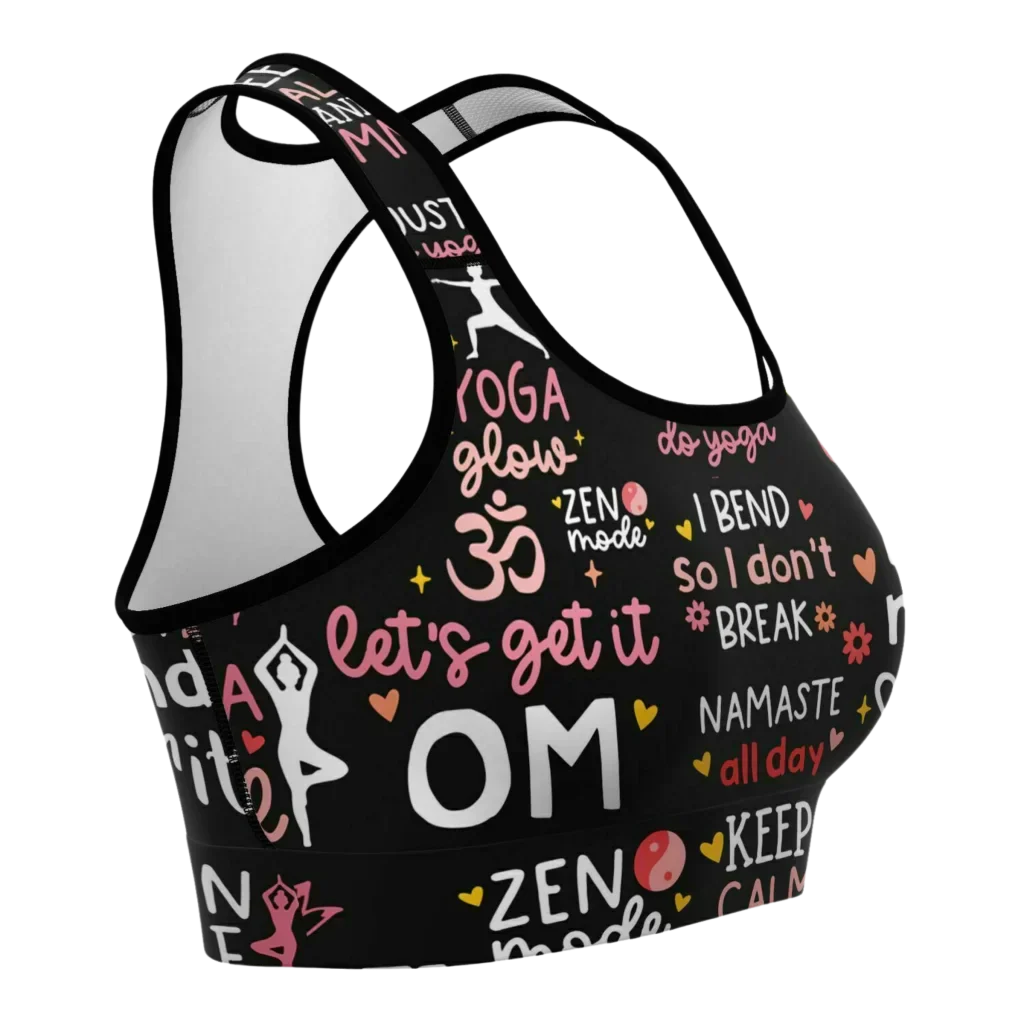 Mantra Print Yoga Bra And Pants Set