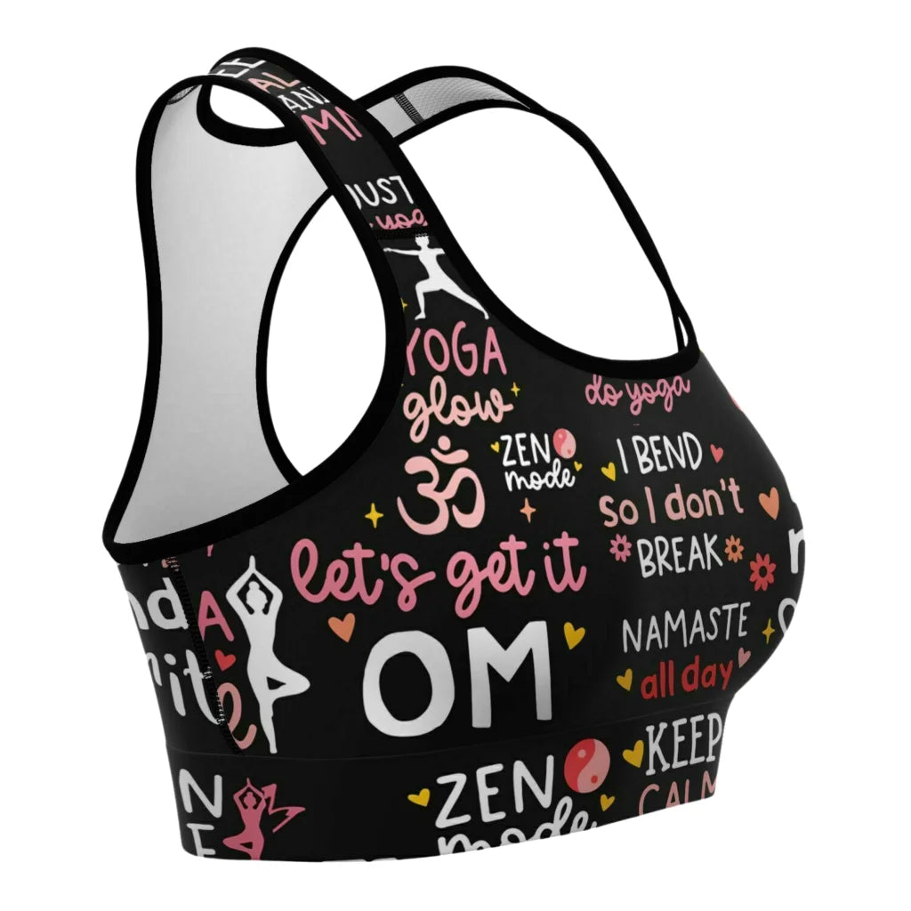 Mantra Print Yoga Bra And Pants Set