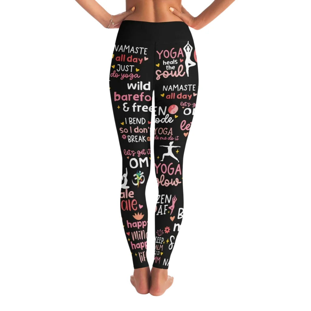 Mantra Print Yoga Bra And Pants Set