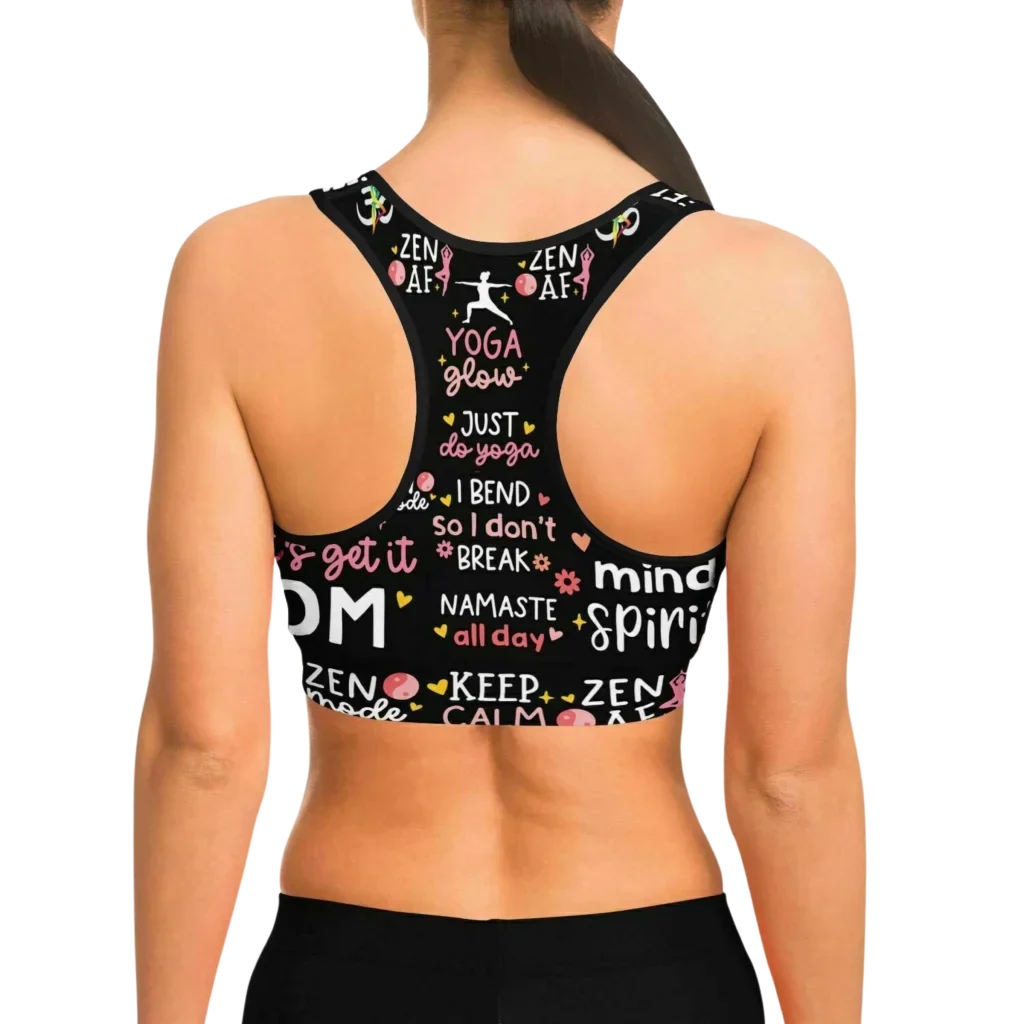 Mantra Print Yoga Bra And Pants Set