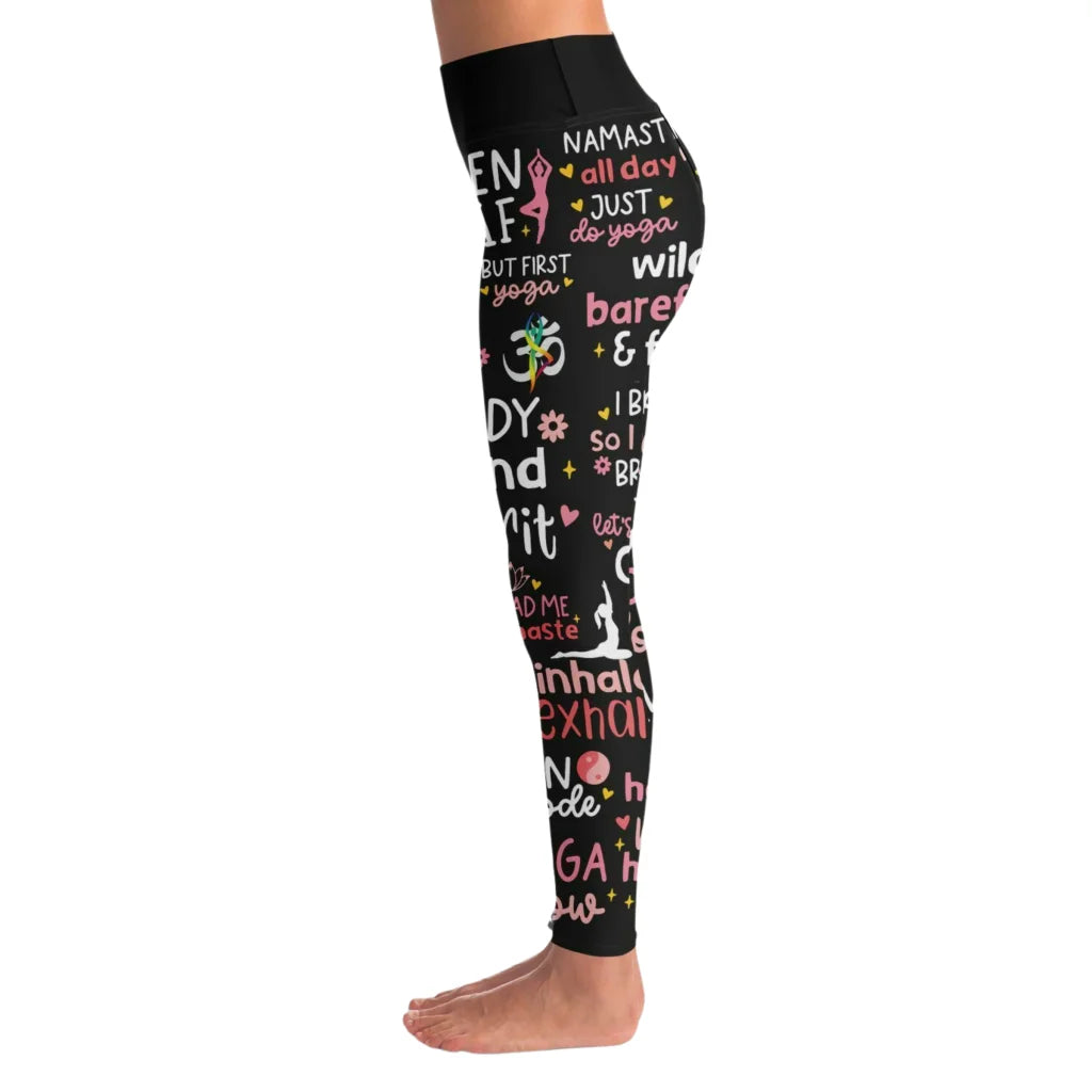 Mantra Print Yoga Bra And Pants Set