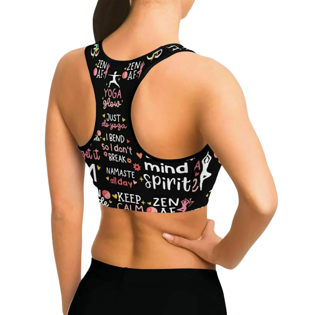 Mantra Print Yoga Bra And Pants Set