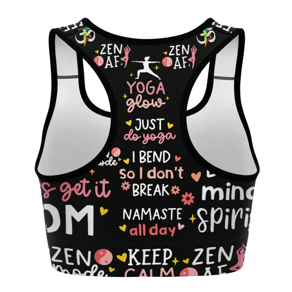 Mantra Print Yoga Bra And Pants Set